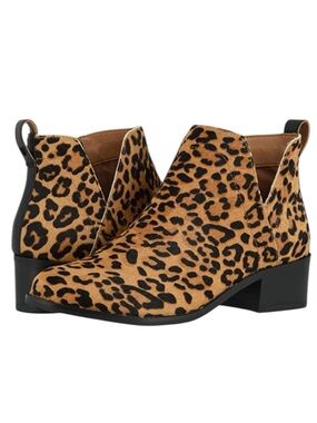 Vionic Leopard Clara Water Resistant Leather Ankle booties